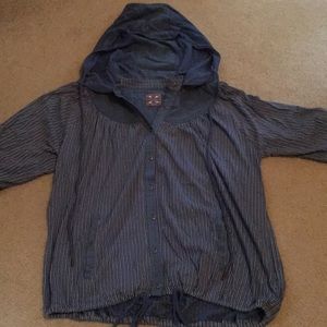 Free People Striped 3/4 sleeve button up